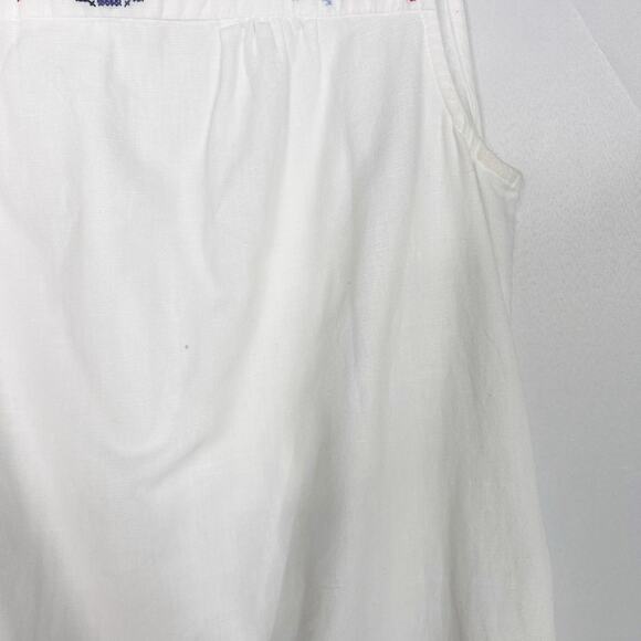 Joules Womens US 4 White Embroidered Sleeveless Shift Dress Cotton Linen Keyhole - Picture 5 of 11
